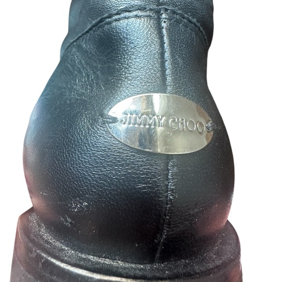 JIMMY CHOO LONDON WYLIE EAGLE BIRD LEATHER BOOT BLACK MOTO - Picture 7 of 16